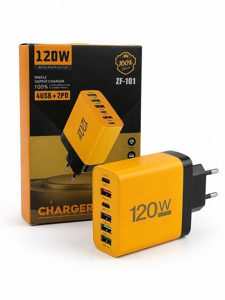 Сетевое зарядное устройство 120W на 6 портов (USB 4&times;USB-A + 2&times;USB-C) ZF-101 фото