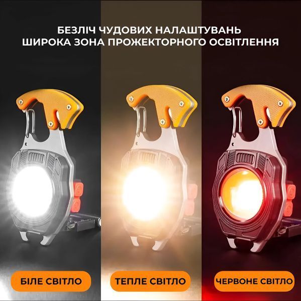 Світлодіодний ліхтарик на карабіні брелок багатофункціональний, магніт, Digad W5147 W5147 фото