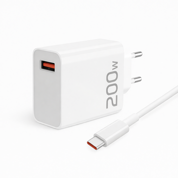 Блок живлення 200 W з кабелем Type-C потужний заряджання для телефона 2в1 200W фото