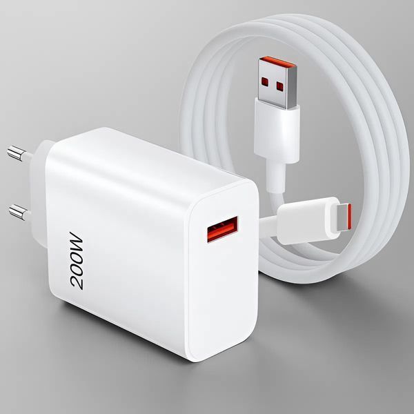 Блок живлення 200 W з кабелем Type-C потужний заряджання для телефона 2в1 200W фото