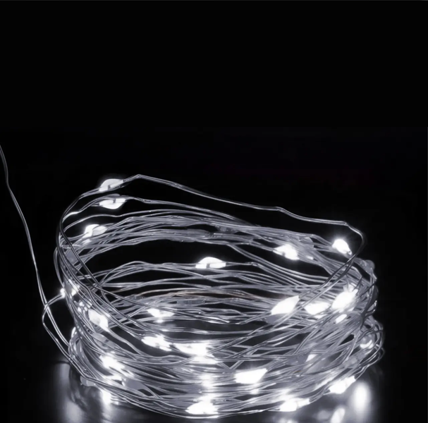 Світлодіодна LED USB гірлянда на ялинку роса 20 метрів, холодний білий+пульт 20LCS фото