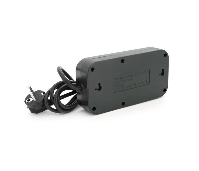 Мережевий фільтр Power Socket, подовжувач на 3 розетки з USB Type-C, переноска 1,85 метра, чорний F09U-Black фото