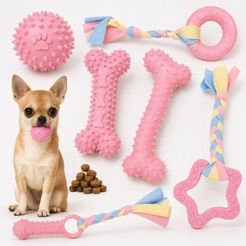 Набір іграшок для собак 6в1 "Рожевий мікс" PinkPet фото