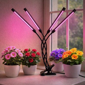 Фітолампа для рослин ZW-4 LED, 4 плафони, чорна ZW-4 фото