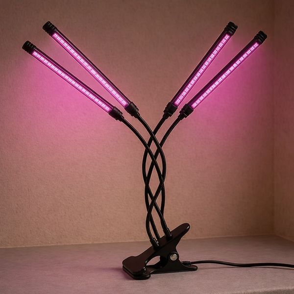 Фітолампа для рослин ZW-4 LED, 4 плафони, чорна ZW-4 фото
