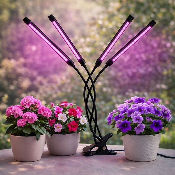 Фітолампа для рослин ZW-4 LED, 4 плафони, чорна ZW-4 фото