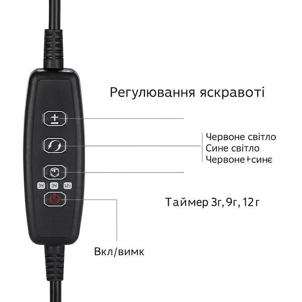 Фітолампа для рослин ZW-4 LED, 4 плафони, чорна ZW-4 фото