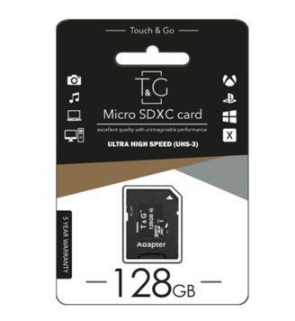 Картка пам'яті micro SD 128 Гб клас 10 T&G, SD адаптер, мікрод TG128 фото