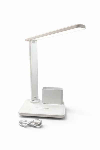Настольная аккумуляторня LED лампа 60W с поворотным плафоном и органайзером 302 фото