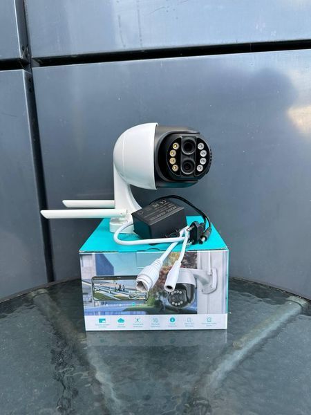 Вулична камера відеоспостереження поворотна IP WiFi ICsee 8MP гібридна 2.8mm+12mm A20 фото