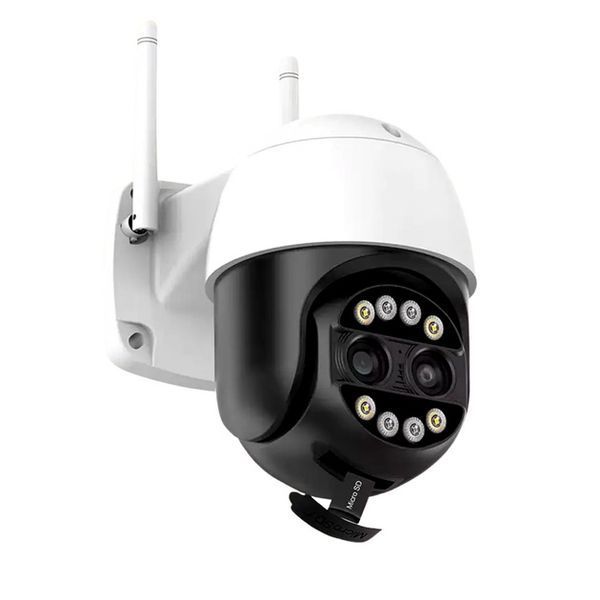 Вулична камера відеоспостереження поворотна IP WiFi ICsee 8MP гібридна 2.8mm+12mm A20 фото