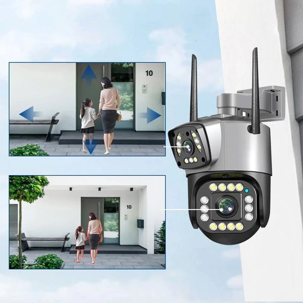 Вулична Поворотна камера відеоспостереження з подвійною камерою Wi-Fi V380PRO 8мп SC03 WIFI фото