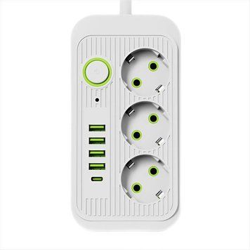 Мережевий подовжувач на 3 розетки (4USB + Type-C), 2500Вт з вимикачем, 3 метри F63m4uW фото