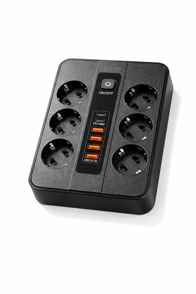 Мережевий фільтр-подовжувач на 6 розеток з USB, 3000 W, 2 метри, Чорний F542PD фото