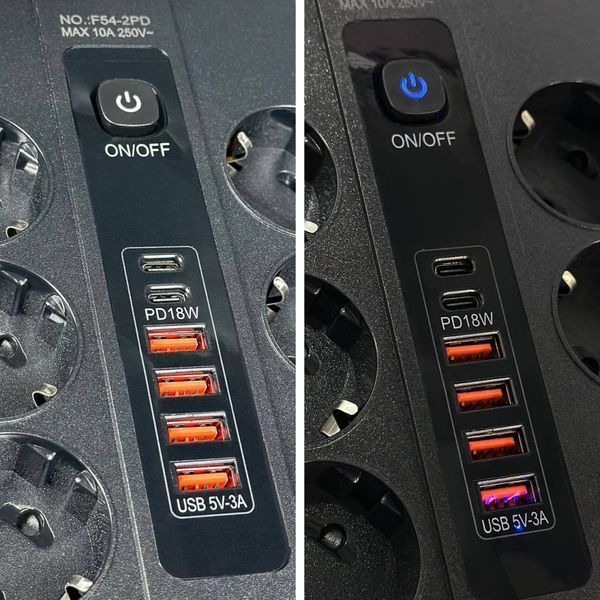 Мережевий фільтр-подовжувач на 6 розеток з USB, 3000 W, 2 метри, Чорний F542PD фото