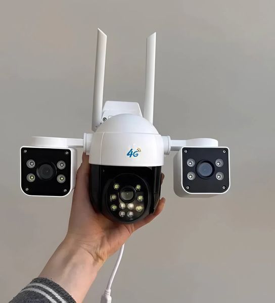 Потрійна поворотна камера зовнішнього відеоспостереження 4G V380 PRO UKC шарнірні лінзи SC-05 фото