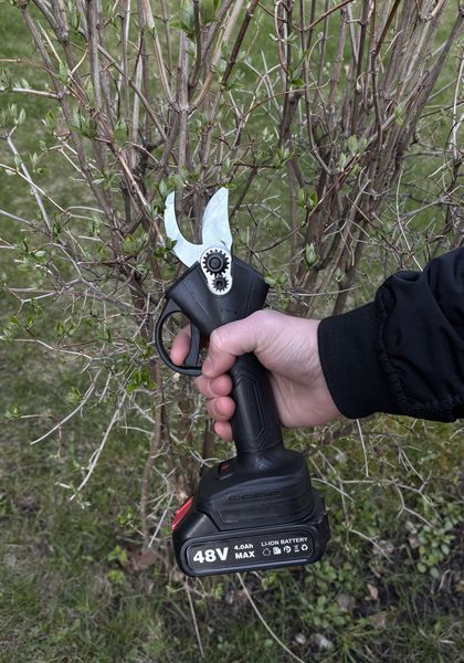 Акумуляторний секатор 48V, гілкоріз для саду, набір у кейсі з 2 акб SK30B фото