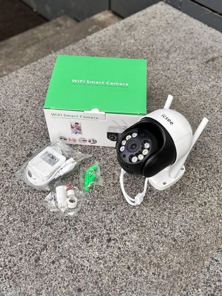 IP Wi-Fi Камера зовнішнього відеоспостереження вай-фай вулична поворотна icsee чорна-біла UKC A8WB фото
