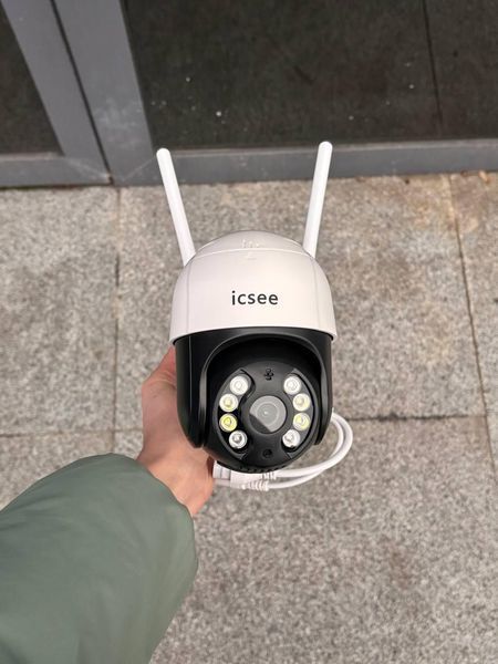 IP Wi-Fi Камера зовнішнього відеоспостереження вай-фай вулична поворотна icsee чорна-біла UKC A8WB фото