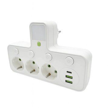 Мережевий фільтр 2500 Вт, подовжувач з USB / Type-C AD2500 фото