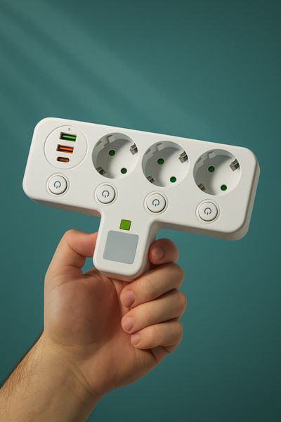 Мережевий фільтр 2500 Вт, подовжувач з USB / Type-C AD2500 фото