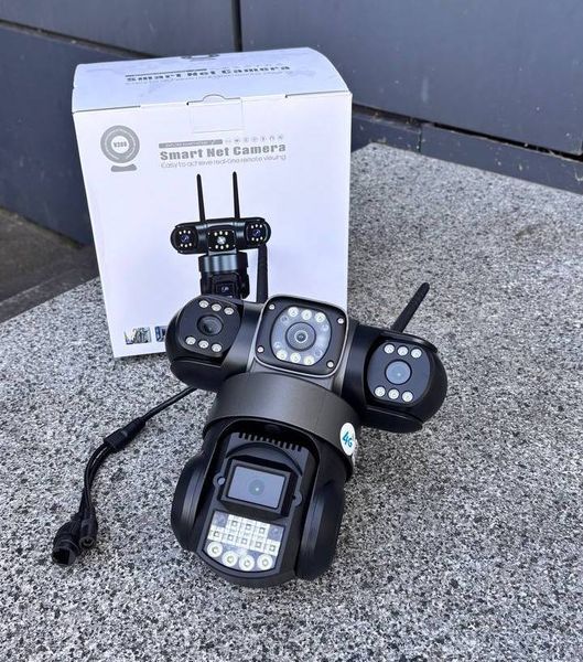 Вулична поворотна 4G камера відеонагляду на сім-карті на 3 лінзи 12MP V380PRO Sc28 фото