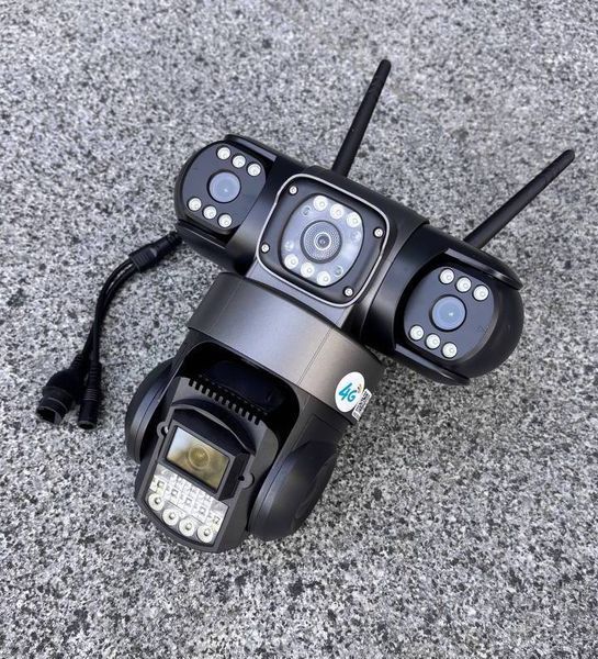 Вулична поворотна 4G камера відеонагляду на сім-карті на 3 лінзи 12MP V380PRO Sc28 фото