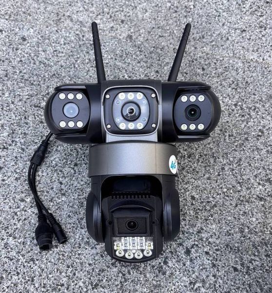 Вулична поворотна 4G камера відеонагляду на сім-карті на 3 лінзи 12MP V380PRO Sc28 фото