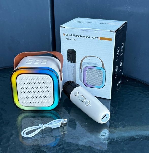 Дитяча bluetooth музична колонка з мікрофоном Winso K12 з караоке-функцією RGB K12 фото