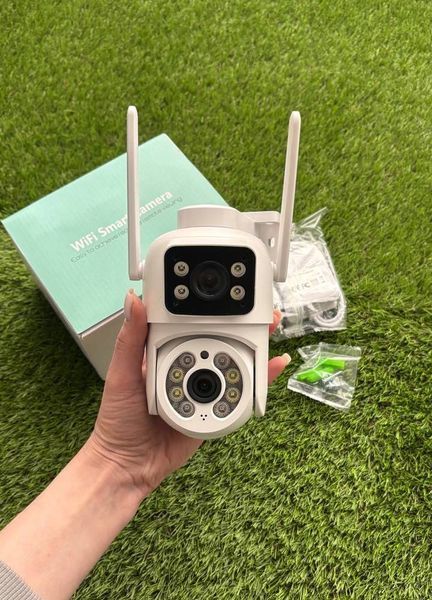 Уличная Wi-FI IP Камера видеонаблюдения 6MP ICSEE Q13 двойная поворотная камера Q13 фото