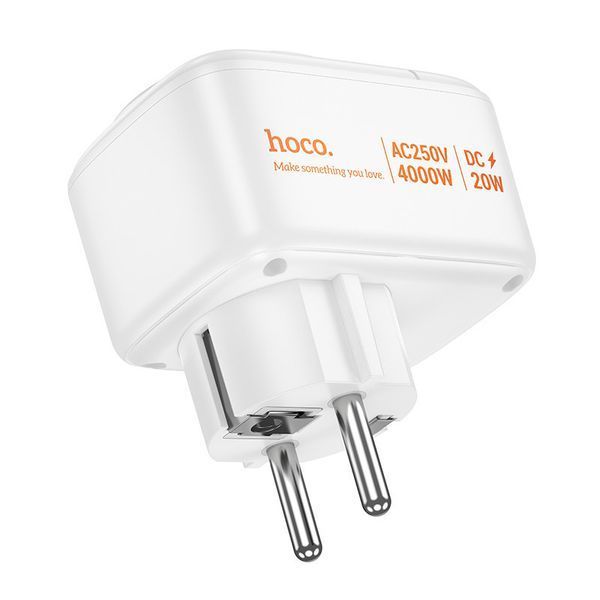 Мережевий адаптер, розетка HOCO AC26 Changer 1-socket 2xUSB/Type-C/AC 20W/3A 75213 фото