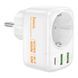 Мережевий адаптер, розетка HOCO AC26 Changer 1-socket 2xUSB/Type-C/AC 20W/3A 75213 фото 2