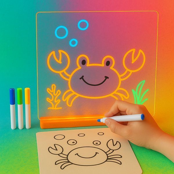 LED дошка для малювання 20&times;20 см, з маркерами DIY2020 фото