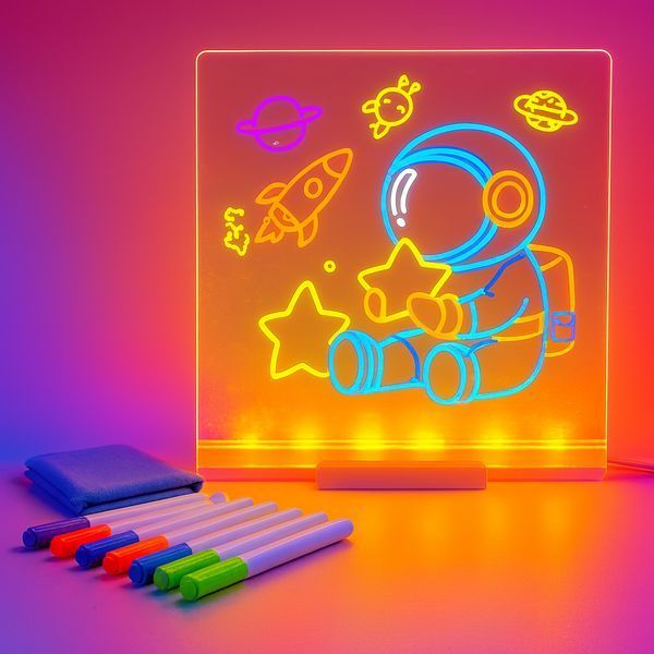 LED дошка для малювання 20&times;20 см, з маркерами DIY2020 фото