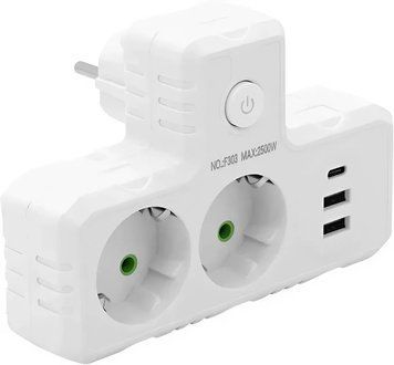 Мережевий фільтр, подовжувач на 2 розетки + USB-порти, Білий F303W фото