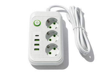 Мережевий фільтр Power Socket, подовжувач на 3 розетки з USB Type-C, переноска 1,85 метра, білий F09U фото