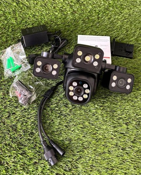 Потрійна вулична Wifi Камера відеоспостереження з бічними лінзами 9MP 390Eyes 390E фото